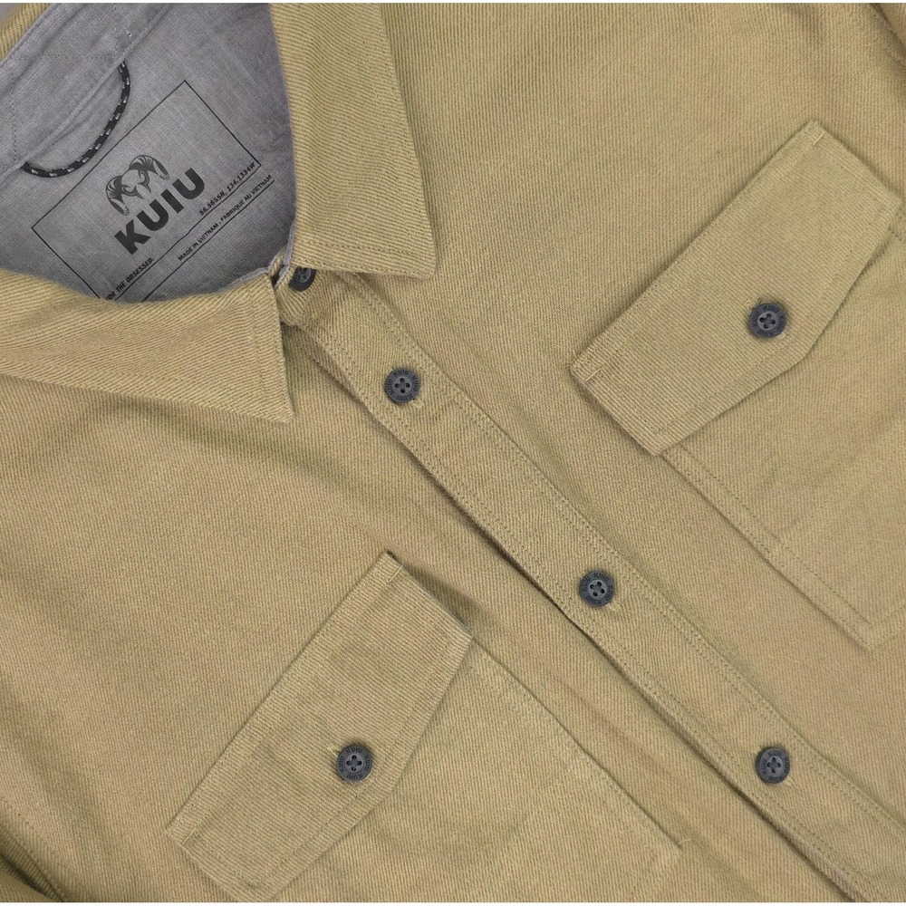 KUIU Shirt Mens XL Beige Field Flannel Cotton Wool Button Up Outdoor Hunting